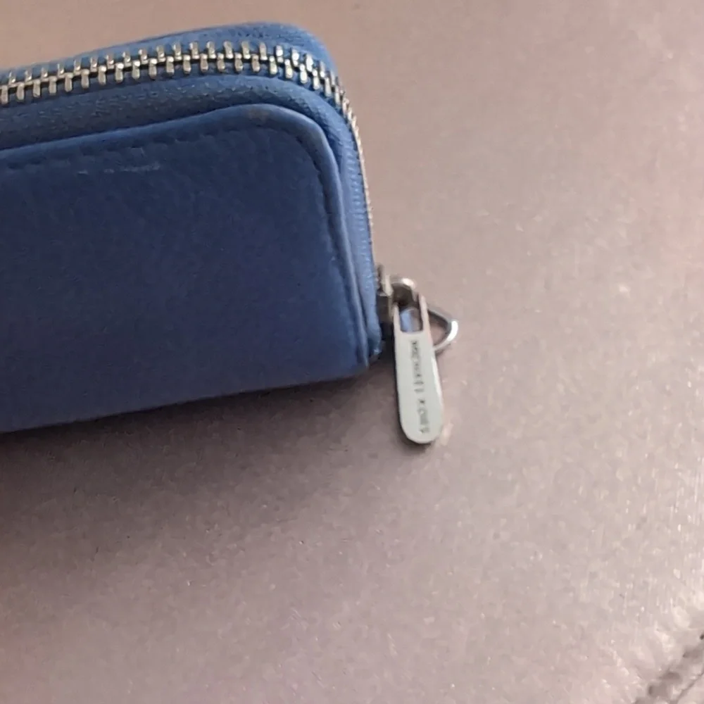 Michael Kors Blue Saffiano Leather Zip around Wallet
